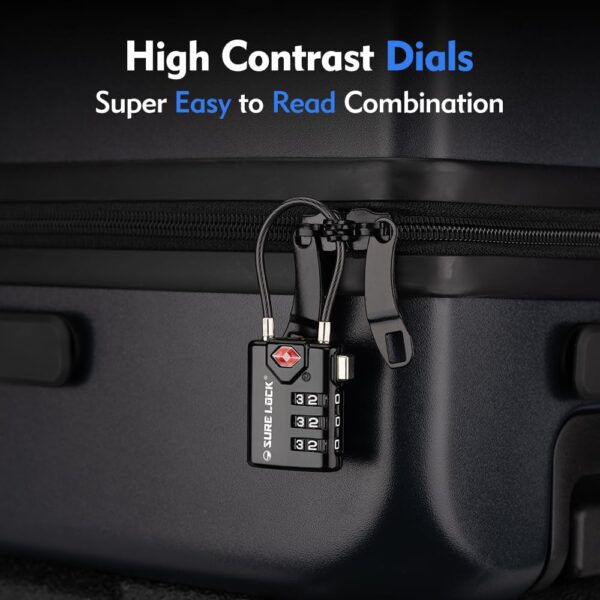 SURE LOCK TSA Compatible Travel Luggage Locks, Inspection Indicator, Easy Read Dials - 2 pack - Image 6