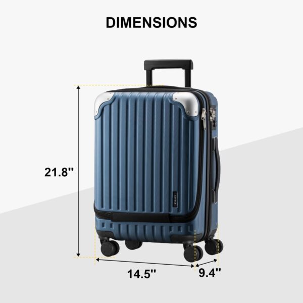 LEVEL8 Grace Carry on Luggage 22x14x9 Airline Approved, 20 Inch Hard Shell Suitcases with Spinner Wheels, Abs+Pc Hard Case Luggages with Tsa Lock for Airplane, Blue - Image 9