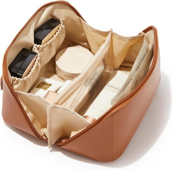 EACHY Travel Makeup Bag,Large Capacity Cosmetic Bags for Women,Waterproof Portable Pouch Open Flat Toiletry Bag Pattern Makeup Bag - Image 2