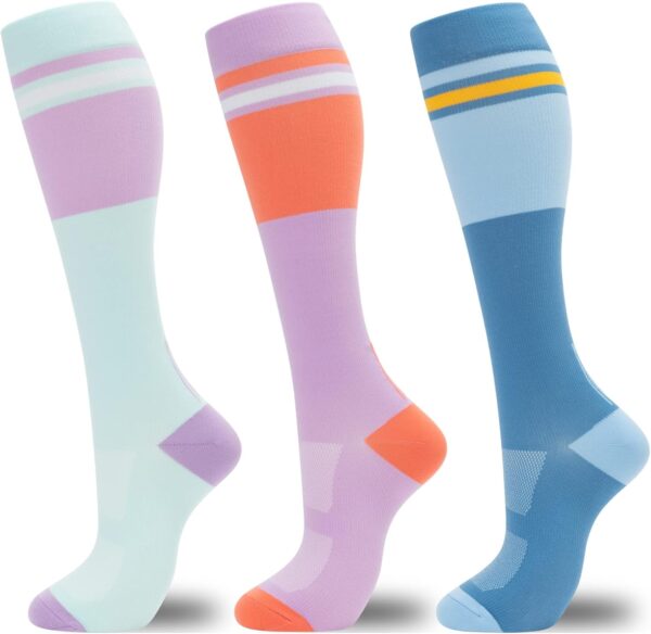 fenglaoda Compression Socks for Women Men 3 Pairs Graduated Compression Support Circulation Socks for Nurses - Image 2