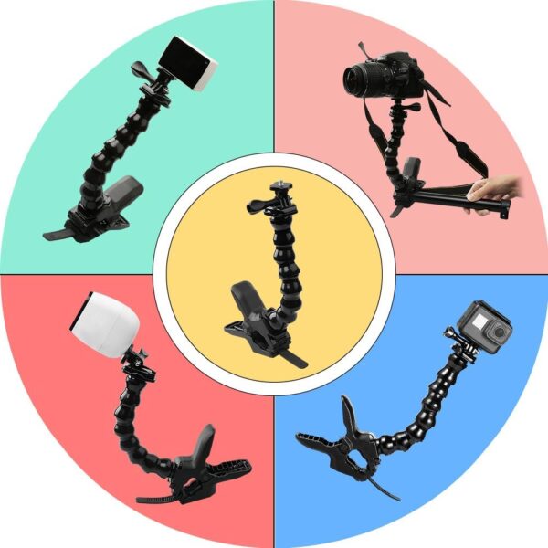 Suptig Jaws Flex Clamp Mount Gooseneck Mount for GoPro Hero 13 Hero 12 Hero 11 Hero 10 Hero 9 Hero 8 Hero 7 Hero 6 Hero 5 Hero 4 Session Hero 3+ Hero 3 Akaso EK7000 DJI osmo Arlo Action Camera. - Image 9