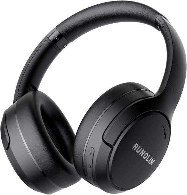 RUNOLIM Hybrid Active Noise Cancelling Headphones, Wireless Over Ear Bluetooth Headphones with Microphone, 70H Playtime, Foldable Headphone with HiFi Audio, Deep Bass for Home Travel Office - Image 2