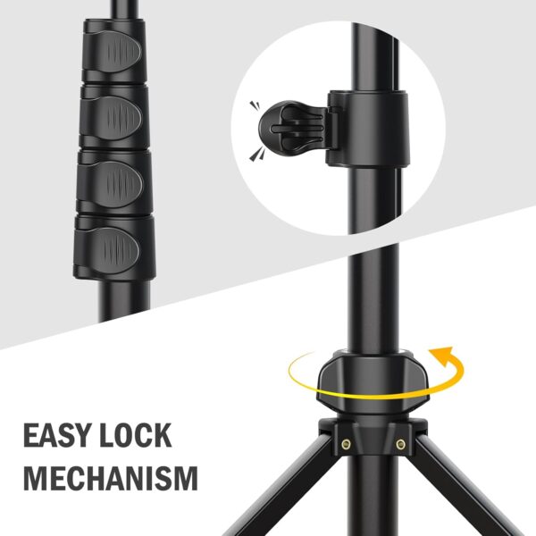 64” Tripod for Cell Phone & Camera, Phone Tripod with Remote and Phone Holder, Sturdy & Stable Height Adjustable Multi-Angle Shot Selfie Stick Tripod for Video Recording - Image 6