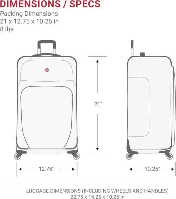 SwissGear Sion Softside Expandable Luggage, Black, Carry-On 21-Inch - Image 8