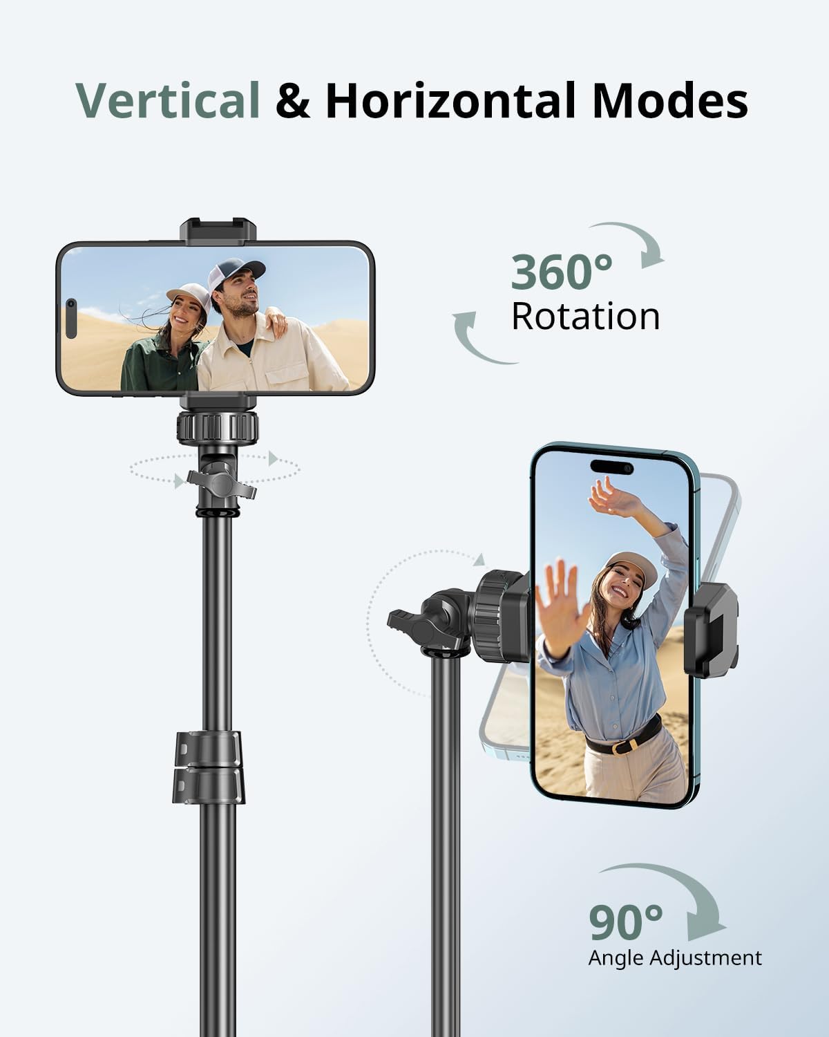 SENSYNE 62" Phone Tripod & Selfie Stick, Extendable Cell Phone Tripod Stand with Wireless Remote and Phone Holder, Compatible with iPhone Android Phone, Camera - Image 6