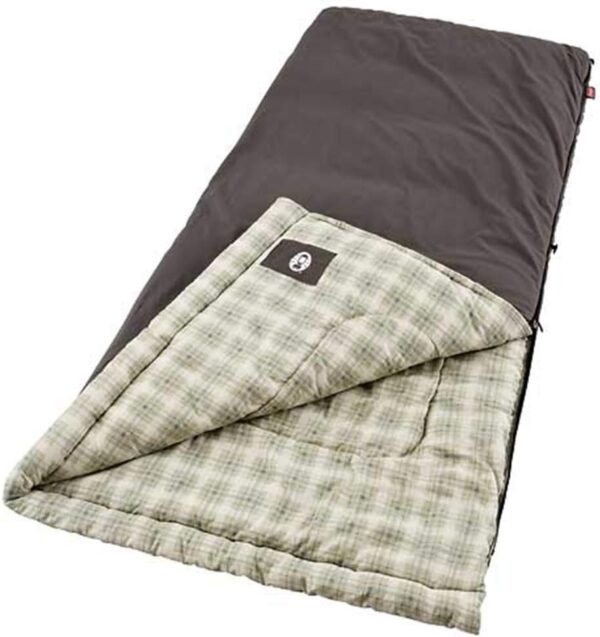 Coleman Heritage Big & Tall 10°F Flannel Sleeping Bag, XL Sleeping Bag Fits Adults up to 6ft 7in Tall, Machine Washable, Great for Camping, Hunting, Guests, & More - Image 2