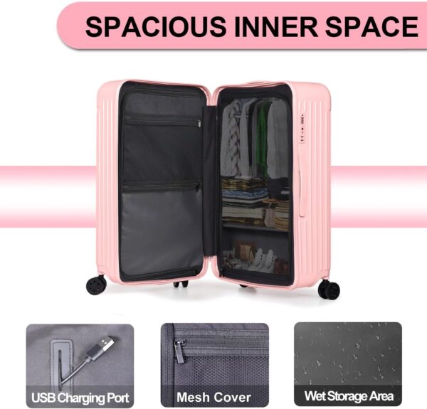 Krute Luggage 28 Inch Suitcase with 4 Universal Wheels TSA Lock PC+ABS Hardside Checked Luggage (Pink) - Image 6
