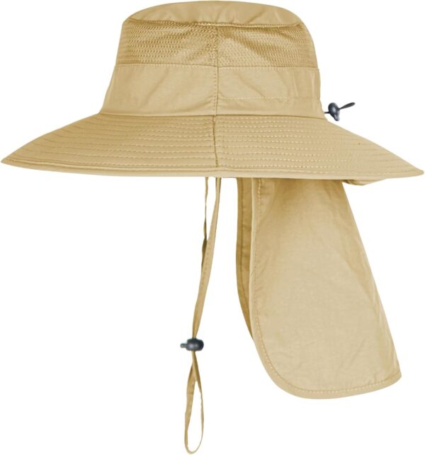 Sun Hats for Men Women Fishing Hat UPF 50+ Breathable Wide Brim Bucket Hats Summer UV Protection Safari Hat with Neck Flap - Image 3