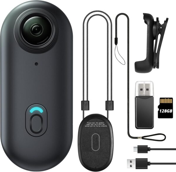 Mini Body Camera, Wearable Action Body Cam, Thumb Size Hands Free Recording Body Worn Camera, Premium Portable Camcorder Mount Anywhere for Pet Walking, Work, Travel (Black, 128GB) - Image 2