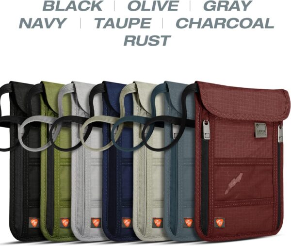 Lewis N. Clark RFID Blocking Stash Neck Wallet, Travel Pouch + Passport Holder for Women & Men, Taupe, One Size - Image 5