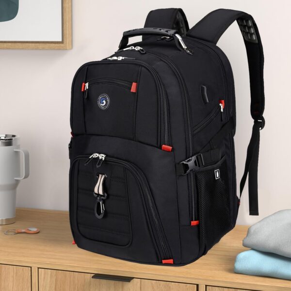 SHRRADOO Extra Large 50L Travel Laptop Backpack with USB Charging Port, College High School Backpack Airline Approved Business Work Bag Fits 17 Inch Computer for Men Women - Image 3