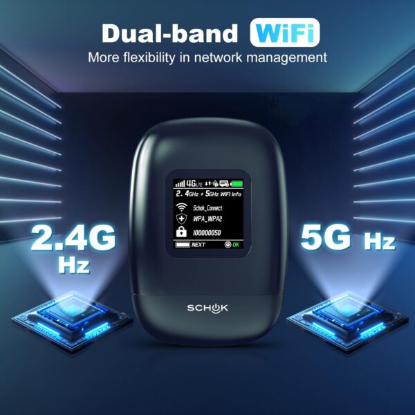 SCHOK 4G LTE Mobile Hotspot - Cat 12 Portable WiFi for Travel, Dual Bands (2.4GHz/5GHz), 600Mbps Download High Speed, Supports 16 Connected Devices, Compatible with Verizon & its MVNOs ONLY - Image 5