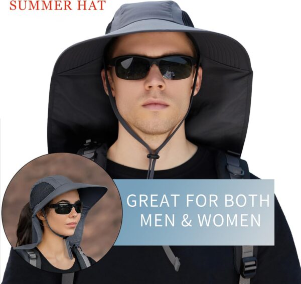 Sun Hat for Men Women with Neck Flap,UPF 50+ UV Protective Hiking Fishing Hats,Wide Brim Sun Hat for Women&Men - Image 3