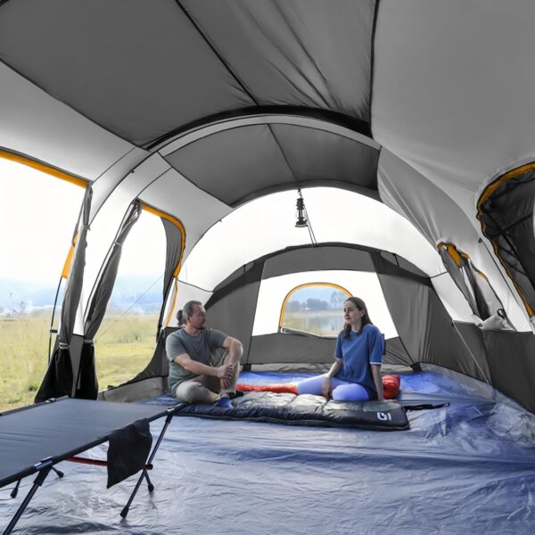 CAMPROS CP Tent 12-Person-Camping-Tents,3 Room Family Tents,Waterproof Windproof Family Tent with Top Rainfly,6 Large Mesh Windows,Double Layer,Easy Set Up, Portable with Carry Bag-20' x 9' x 72"(H) - Image 5