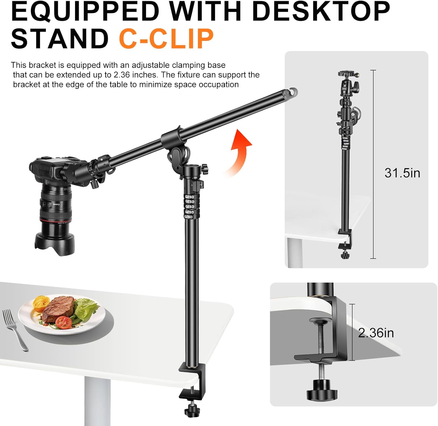Multi-Function transver Light Stand, 3-8.2ft/94-252cm Aluminum Lighting Tripod, Desktop Stand, Aluminum Ball Head,Detachable Monopod,Stand w/ 1/4" 3/8" Screw for Strobe Light Camera Softbox - Image 5