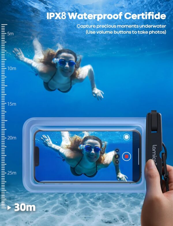 Lamicall Waterproof Phone Pouch Case - [2 Pack][Easy Lock & Heavy Duty] IPX8 Water Proof Cell Phone Dry Bag for Beach, Protector for iPhone 17 16 15 14 13 12 11 Pro Max Plus Air, Galaxy S25 S24, 4-7" - Image 3
