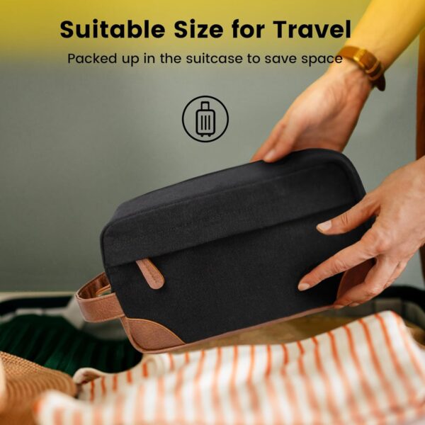 Vorspack Travel Toiletry Bag - Hanging Toiletry Bag for Men Water Resistant Canvas Shaving Bag with Large Capacity for Travel - Black - Image 8