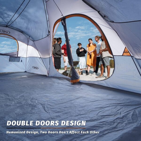 UNP Camping Tent 10-Person-Family Tents, Parties, Music Festival Tent, Big, Easy Up, 5 Large Mesh Windows, Double Layer, 2 Room, Waterproof, Weather Resistant, 18ft x 9ft x78in - Image 6