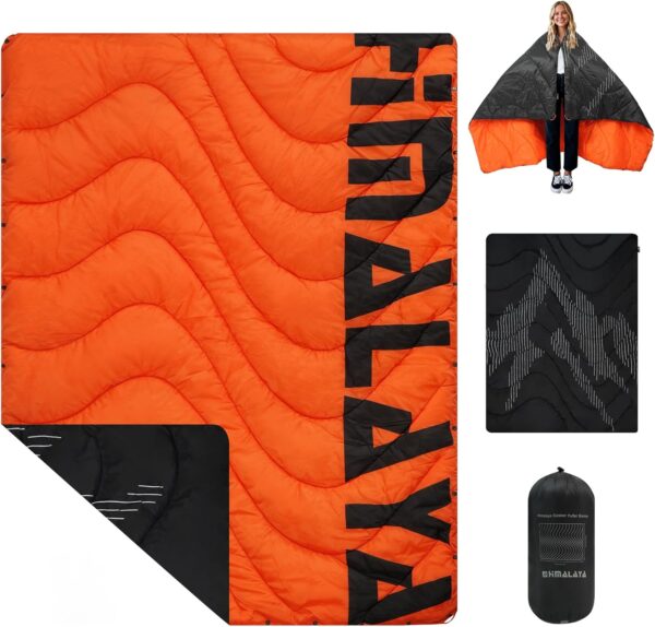 Lightweight Camping Blanket, Packable, Down Alternative, Puffy, Printed Wearable Blankets, Warm Camping Quilt with Snap Buttons for Outdoor, Travel, Hiking - Image 2