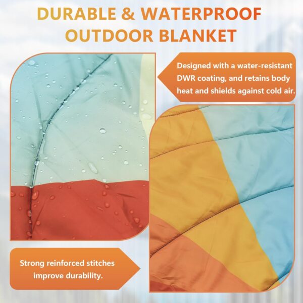 Camping Blanket, Packable Down Alternative Puffy Outdoor Blankets Lightweight Water-Resistant Compact Outdoor Blanket for Airplane Travel Picnic Stadium Hiking Party Cold Weather 55"x78.8" - Image 6