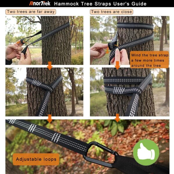Camping Hammock, Super Lightweight Portable Parachute Hammock with Two Tree Straps Single or Double Nylon Travel Tree Hammocks for Camping Backpacking Hiking - Image 4
