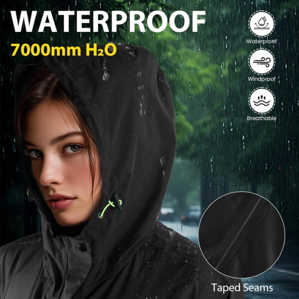 SOPPY Rain Jacket Women Waterproof Jacket With Hood Lightweight Raincoat with Pockets Windbreaker Breathable Rain Coats - Image 4