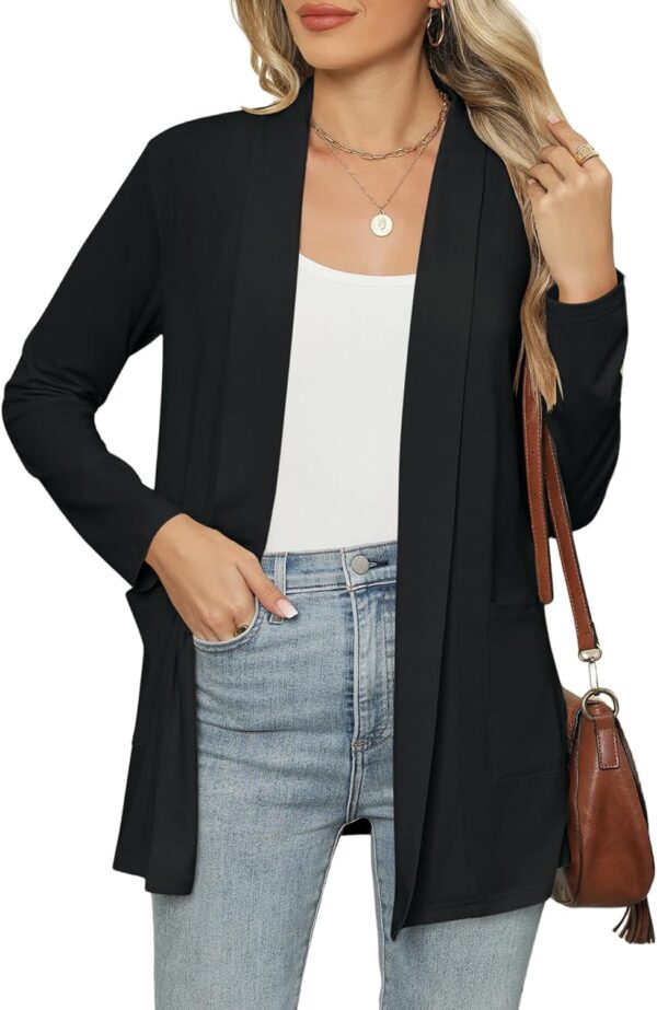 Micoson Long Sleeve Lightweight Thin 2025 Summer Cardigan for Women Casual Loose Fit Kimono Cover Up with Pockets - Image 2