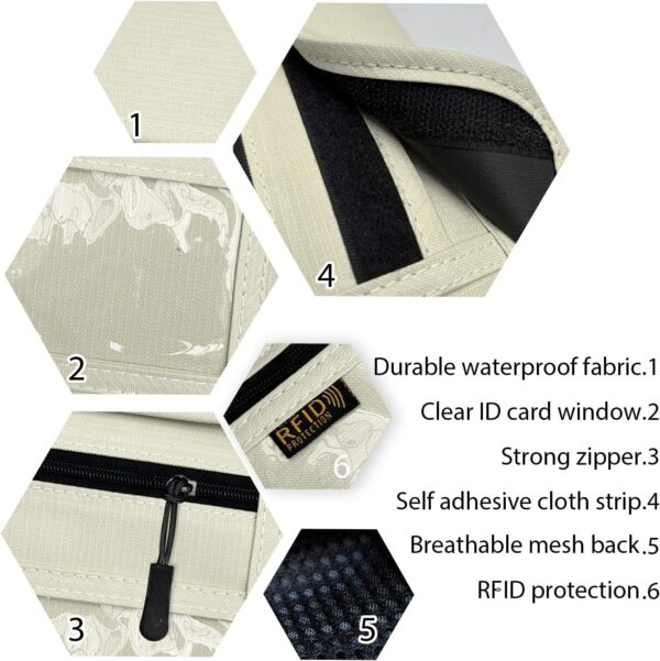 RFID Blocking Travel Neck Wallet Pouch and Passport Holder, Travel Neck Pouch Passport Holder for Women & Men - Beige - Image 6