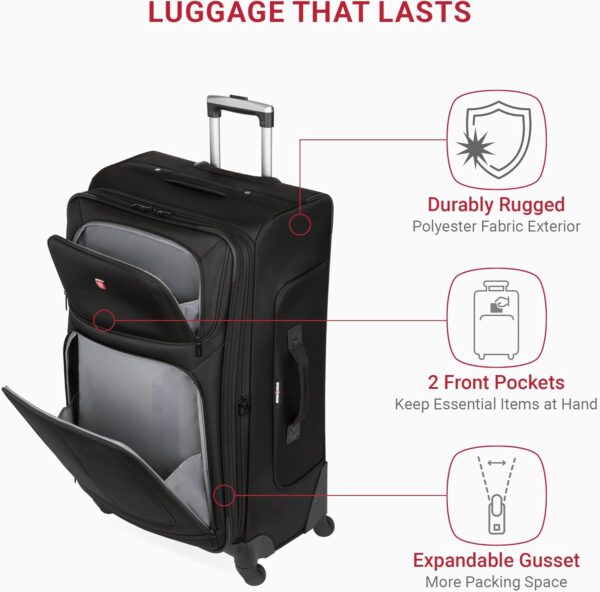 SwissGear Sion Softside Expandable Luggage, Black, Checked-Large 29-Inch - Image 5