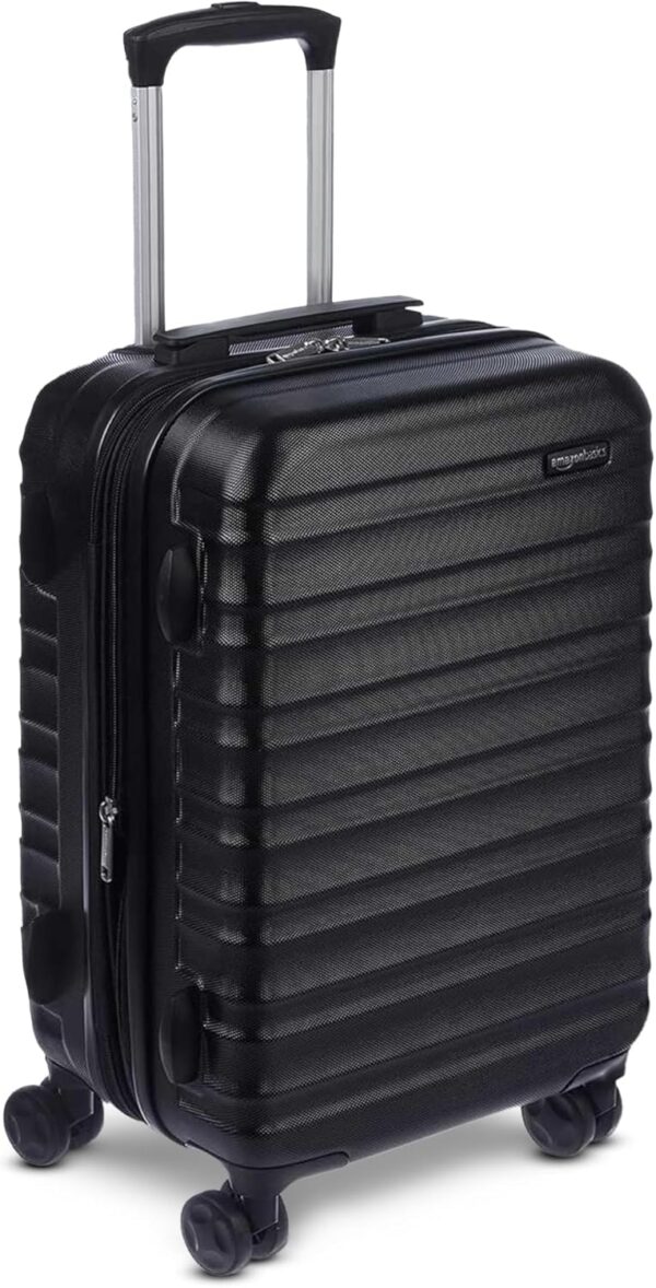 Amazon Basics 21" Hardside Carry-On Luggage, Hardshell Suitcase With Wheels, Expandable For Up to 25% More Space, With Scratch-Resistant Surface, Four Multi-directional Wheels, Black - Image 2