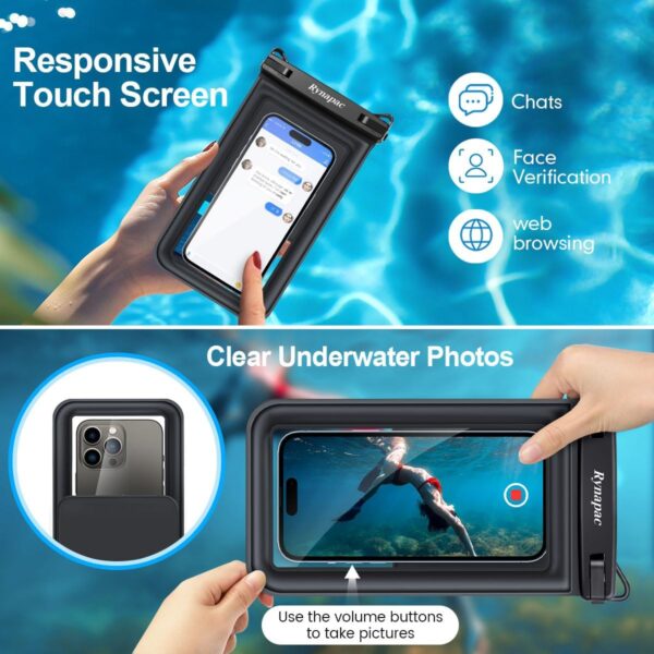 [Up to 8.5''] Floating Waterproof Phone Pouch, Double Bags Waterproof Phone Case with Lanyard for iPhone 16 15 Pro Max, Galaxy S25 S24 Ultra, IPX8 Cellphone Dry Bag Beach Cruise Ship Essentials 2 Pack - Image 5