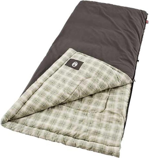 Coleman Heritage Big & Tall 10°F Flannel Sleeping Bag, XL Sleeping Bag Fits Adults up to 6ft 7in Tall, Machine Washable, Great for Camping, Hunting, Guests, & More - Image 4