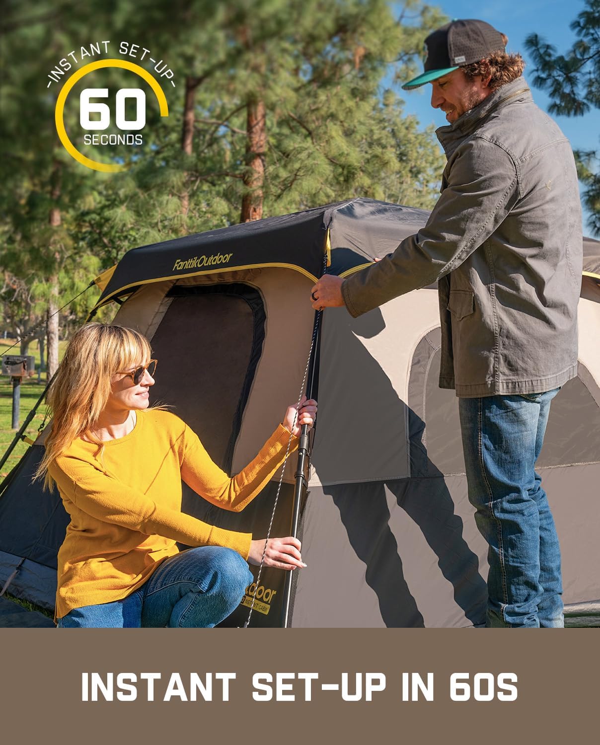 FanttikOutdoor Camping Tent 4/6/8/10 Person Instant Cabin Tent Setup in 60 Seconds with Rainfly & Windproof Portable with Carry Bag for Family Camping & Hiking - Image 4