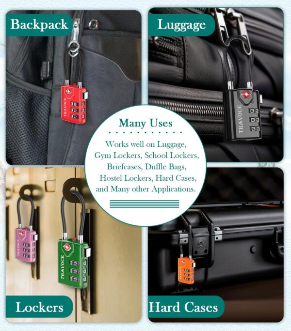 TSA Approved Luggage Locks, Travel Locks Which Also Work Great as Gym Locks, Toolbox Lock, Backpack and More, Black 4 Pack - Image 5