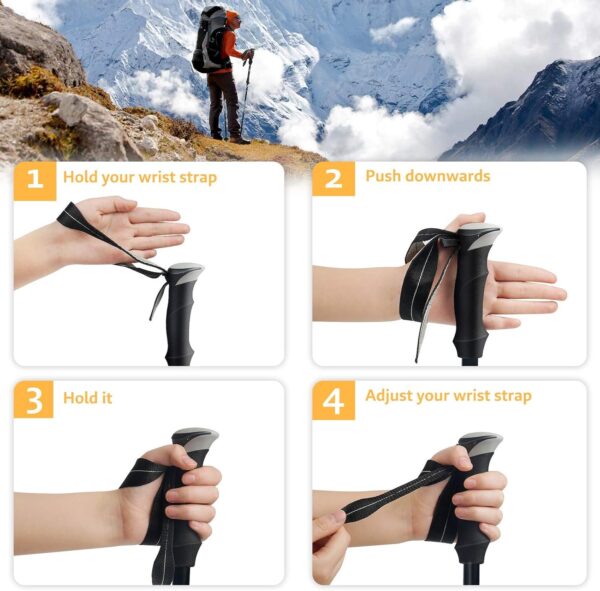 Covacure Trekking Poles Collapsible Hiking Poles - Aluminum Alloy 7075 Trekking Sticks with Quick Lock System, Telescopic, Collapsible, Ultralight for Hiking, Camping - Image 5