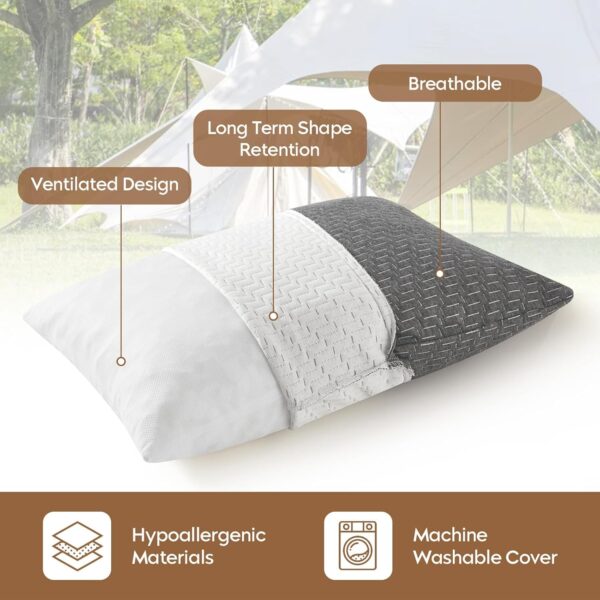 Small Shredded Memory Foam Pillow, Camping Pillow Travel Pillow - Compressible Medium Firm, Breathable Cover, Ideal Backpacking Hiking, Airplane and Car - Image 3
