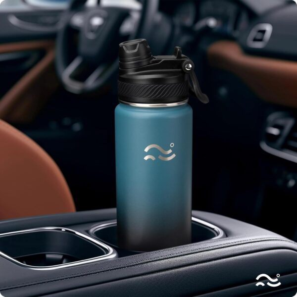 [2-IN-1 LID] Insulated Water Bottle with Silicone Boot (36hrs Cold/18hrs Hot) - DIY Stickers, Leakproof, BPA Free, 24 oz - Image 7
