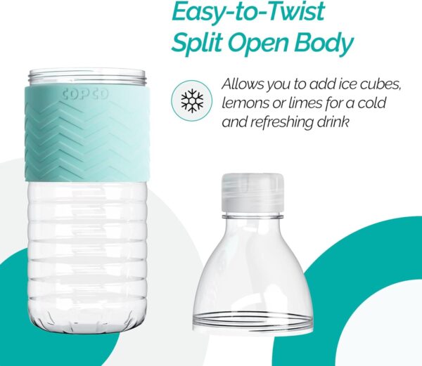 Copco Hydra Reusable Tritan Water Bottle with Spill Resistant Lid and Non-Slip Sleeve, 16.9-ounce, Robin Egg Blue, 2 Pack - Image 5