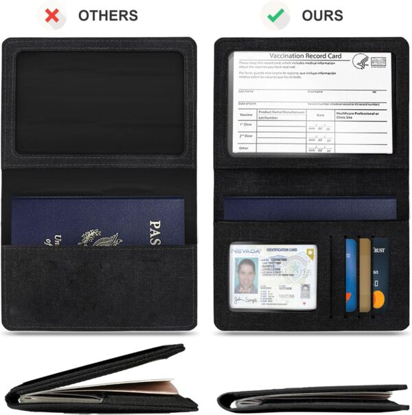 2 Pack Passport Cover With Card Slots RFID Blocking-White&Black - Image 5