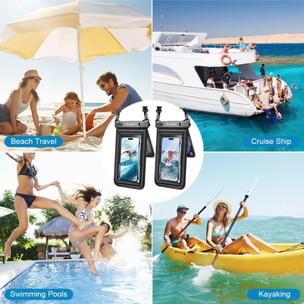 [Up to 8.5''] Floating Waterproof Phone Pouch, Double Bags Waterproof Phone Case with Lanyard for iPhone 16 15 Pro Max, Galaxy S25 S24 Ultra, IPX8 Cellphone Dry Bag Beach Cruise Ship Essentials 2 Pack - Image 8