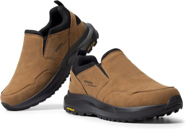 FitVille Men's Wide Slip on Shoes for Men Hiking Shoes Go Walking Shoes Loafers Trekking Trails Sneakers with Arch Support - Image 2