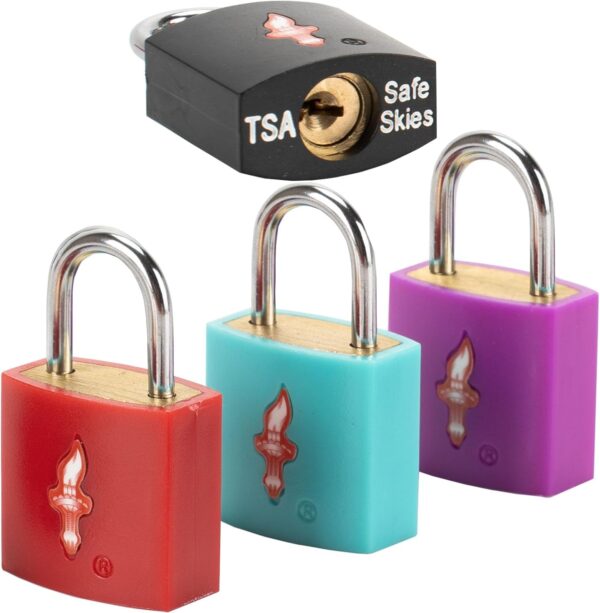 4 Pack Neon Square TSA Approved Luggage Locks with Key for Suitcase Carry On Backpack Laptop Bag Travel Accessories - Image 2