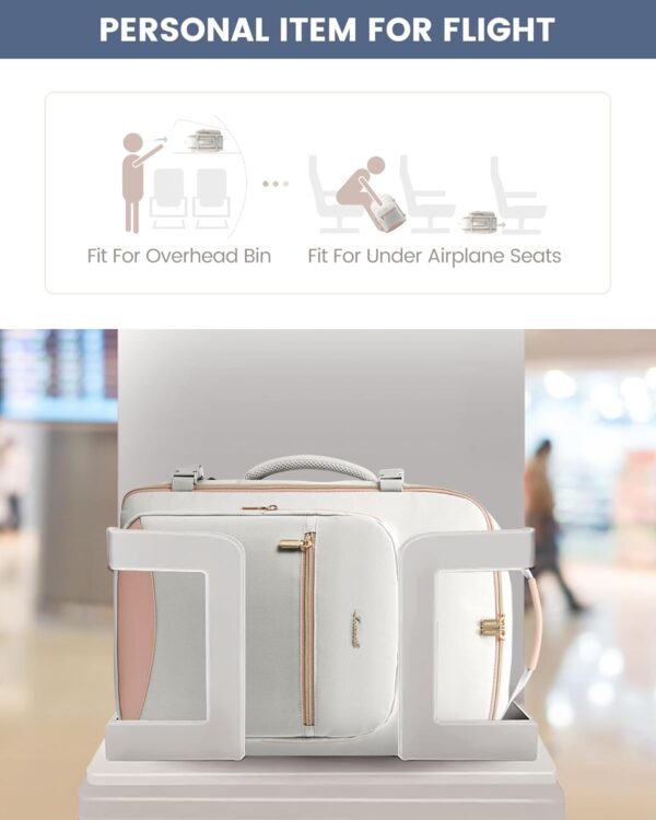 LOVEVOOK Travel Backpack for Women & Men 40L,Airline Approved Carry On Backpack Travel Essentials,TSA Carry on Luggage,Waterproof Personal Item Travel Bag,Suitcase with 3 Packing Cubes,Light gray-Pink - Image 7