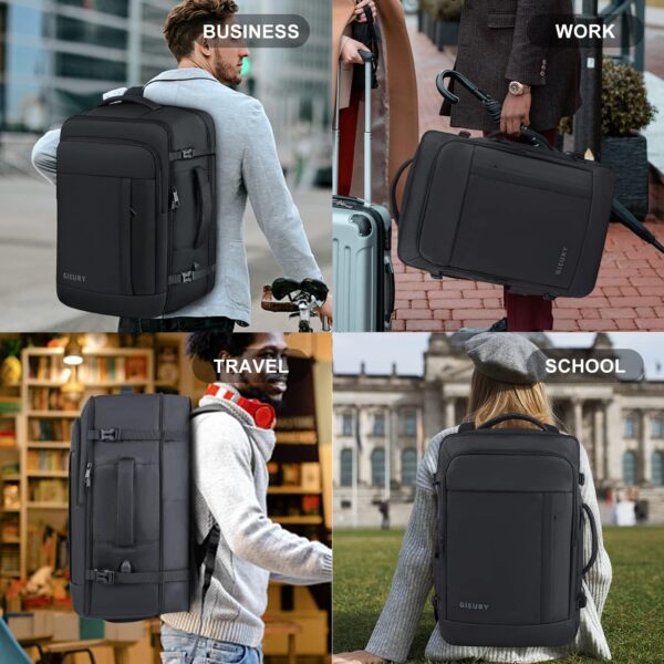 Carry On Backpack, 50L Travel Backpack, Luggage Backpack TSA Flight Approved Laptop Backpack for Men & Women, Large Expandable 40L Daypack Lightweight Business Weekender Bag, Black - Image 9