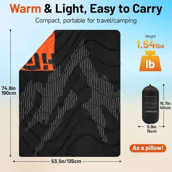 Lightweight Camping Blanket, Packable, Down Alternative, Puffy, Printed Wearable Blankets, Warm Camping Quilt with Snap Buttons for Outdoor, Travel, Hiking - Image 3