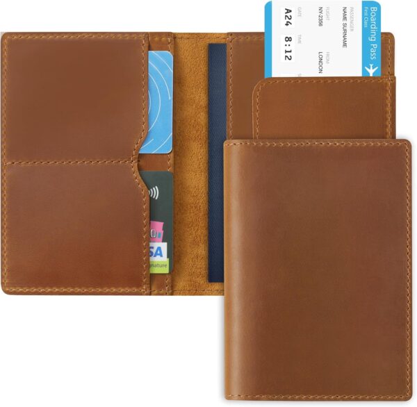 Jack&Chris Leather Passport Holder, Handmade Passport cover, Travel Wallet Cover Case for Men and Women, Leather Travel Documents Organizer Protector, JC107 - Image 3