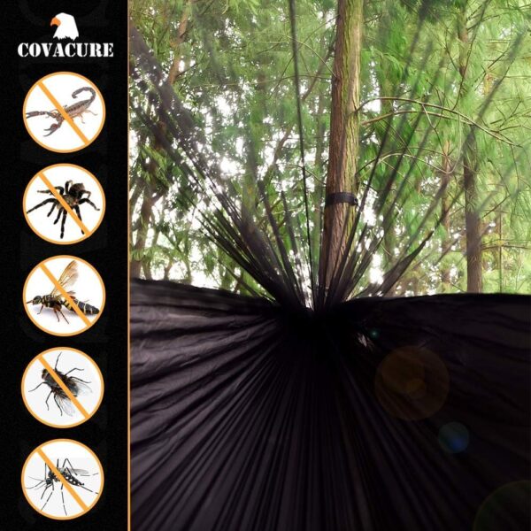 Covacure Camping Hammock - Lightweight Double Hammock, Hold Up to 772lbs, Portable Hammocks for Indoor, Outdoor, Hiking, Camping, Backpacking, Travel, Backyard, Beach(Black) - Image 5