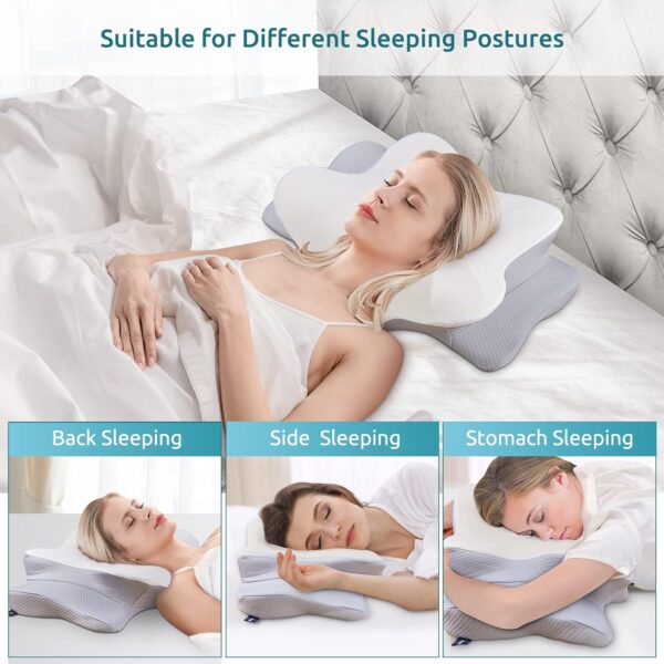DONAMA Cervical Pillow for Neck and Shoulder,Contour Memory Foam Pillow,Ergonomic Neck Support Pillow for Side Back Stomach Sleepers with Pillowcase - Image 4