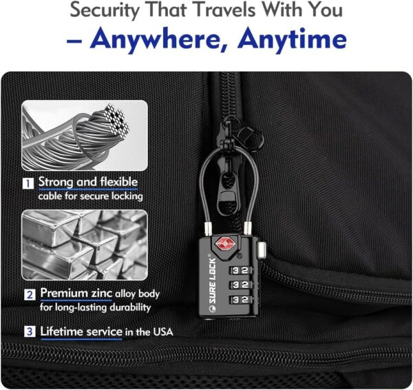 SURE LOCK TSA Compatible Travel Luggage Locks, Inspection Indicator, Easy Read Dials - 2 pack - Image 5