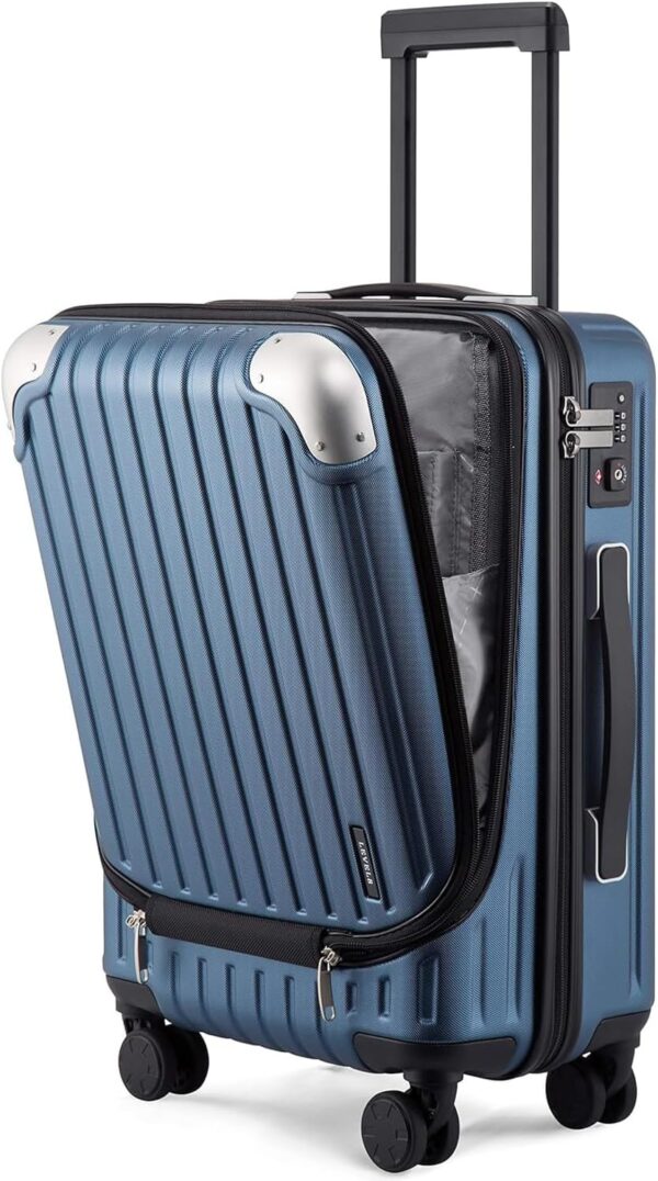 LEVEL8 Grace Carry on Luggage 22x14x9 Airline Approved, 20 Inch Hard Shell Suitcases with Spinner Wheels, Abs+Pc Hard Case Luggages with Tsa Lock for Airplane, Blue - Image 2